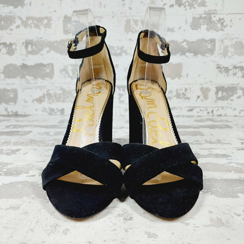 NEW Sam Edelman Yancy Black Heeled Ankle Strap Sandals M434 - Picture 3 of 14